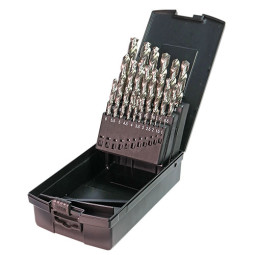 Sada HSS-G vybrušovaných  vrtáků DIN 338, 25 ks pr. 1,0 – 13,0 x 0,5mm